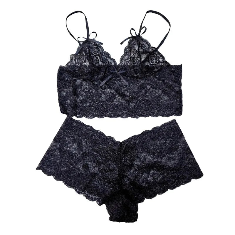 Women Sexy Bra Sets Perspective Lace Strap Fashion Solid Underwear Passion Adjustment Wrap Chest Bra  Charm