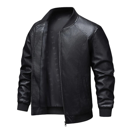 Men's jacket, leather jacket, versatile, handsome, charming, slim fit, leather jacket, men's top, windproof casual jacket, men's