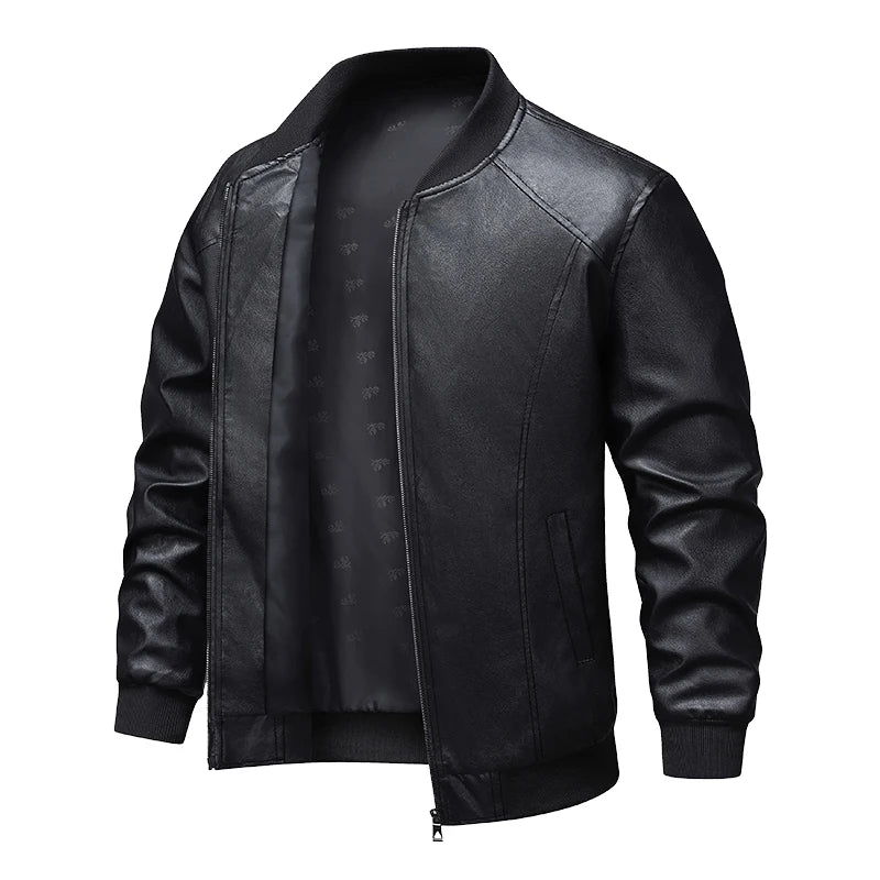 Men's jacket, leather jacket, versatile, handsome, charming, slim fit, leather jacket, men's top, windproof casual jacket, men's