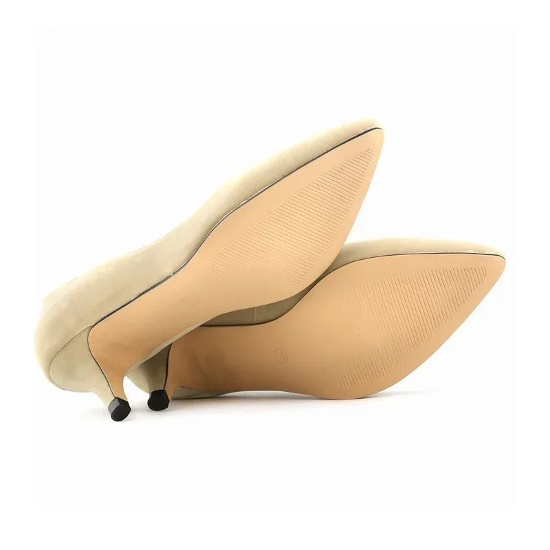 2025 Spring And Autumn Women Shoes High Heels Solid Color Breathable Non Slip Sole Latex Insole Work Wedding Shoe Large Size