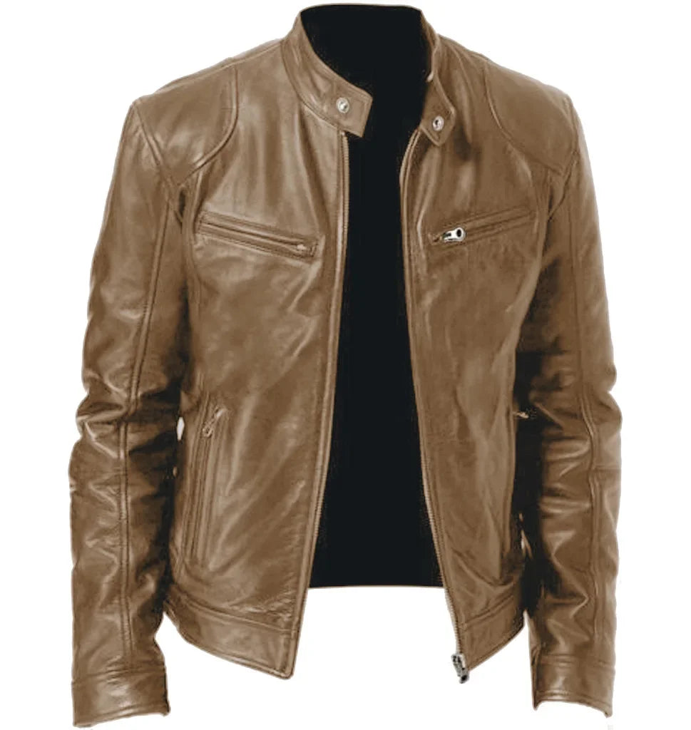 Men's Leather Jacket Bomber Motorcycle Biker Pu Leather Casual Loose Fit Faux Jacket for Men