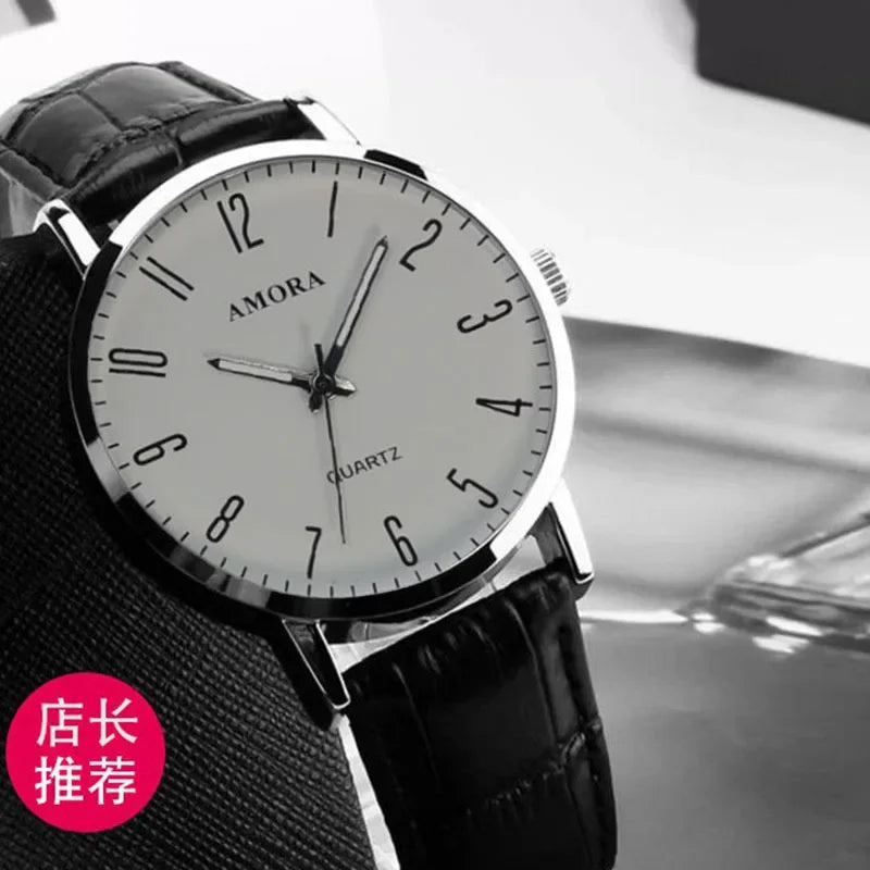 Men Watches Business Wrist Watch Luxury Leather Strap Analog Watches Quartz Wristwatches Clock Men Women Casual Simple Watch