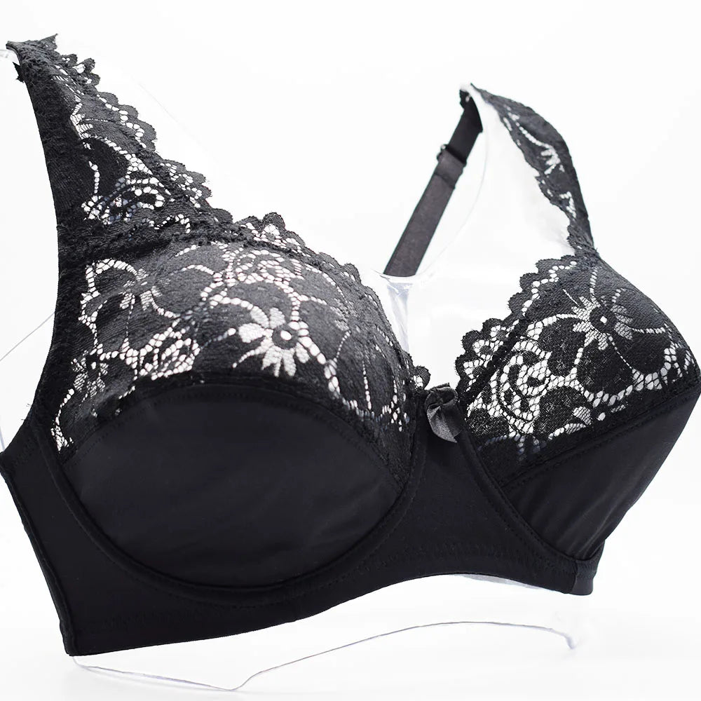 Womens Bra Sexy Lingerie Plus Size Bras Floral Lace Underwire Brassiere BH Tops Perspective Female Underwear B C D E F  Cup