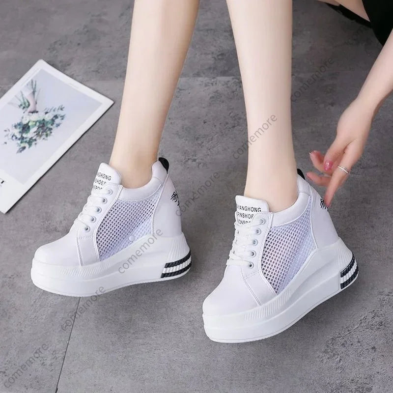 Women's Wedge Sneakers Summer Fashion Breathable High Heels Ladies Casual Shoes Vulcanize Women Platform Shoe Female Spring 2022