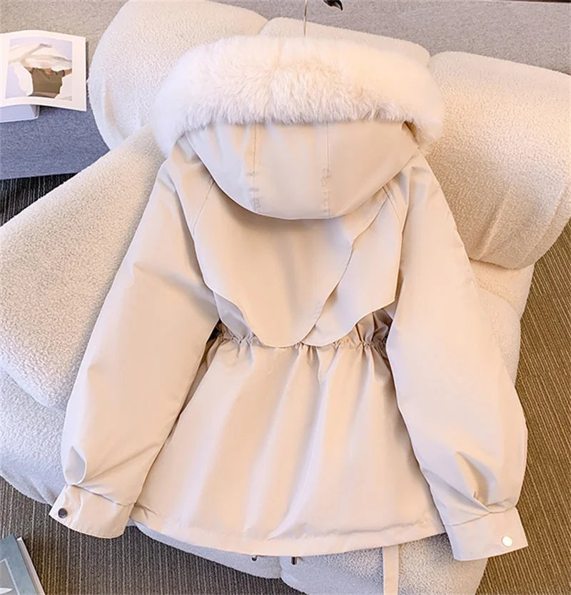 2025 New Fashion Women Winter Jacket Big Fur Collar Parkas Coat Long Coat Hooded Warm Wool Liner Female  Snow Wear Padded Parka