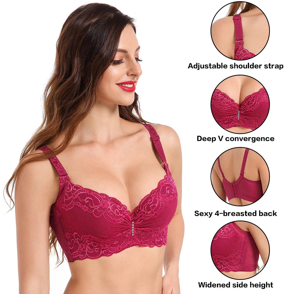 Bras for Women's Bra Plus Big Large Size Super Push Up Bralette Lace Intimates Sexy Lingerie Undrwear Underwire E Hot